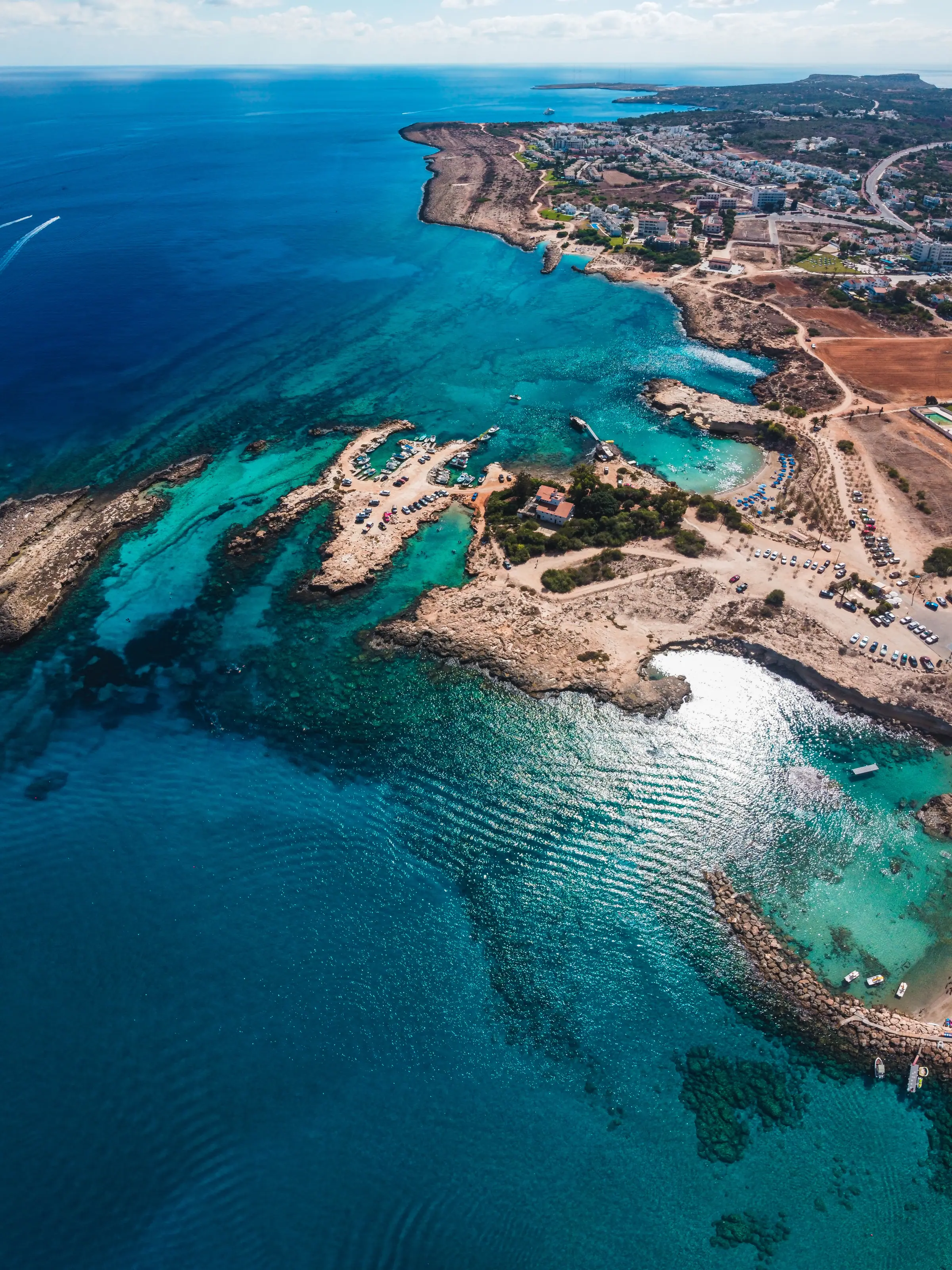 Aerial view of the turquoise Cypriot coastline